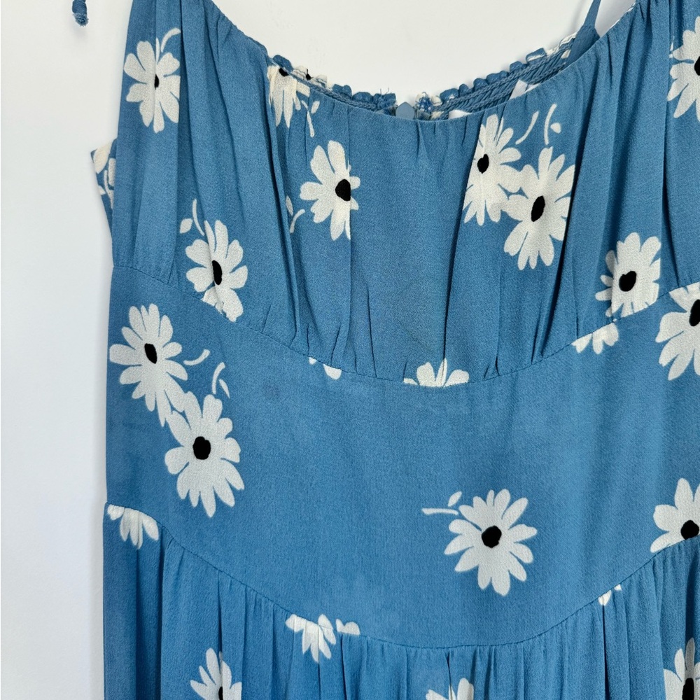 Reformation Kealy Tiered Midi Dress Chelsea Girl Blue Daisy Floral - Picture 8 of 13